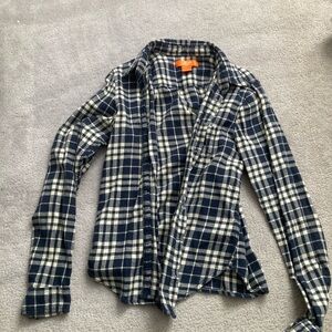 Joe Fresh women’s Flannel Navy and White Checkered Shirt - M